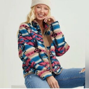 New In Aztec fleece jacket size L